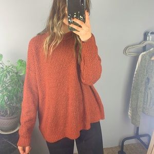 AEO // oversized burnt orange crew neck sweater